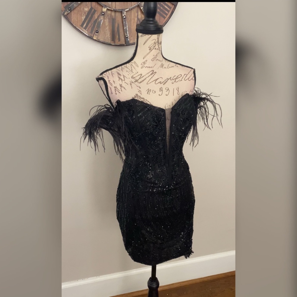 Black sparkly hoco dress, party dress, Halloween, bachelorette or Vegas dress - Picture 3 of 4